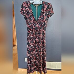 WAYF Floral Dress V Neck Fully-Lined Size S
